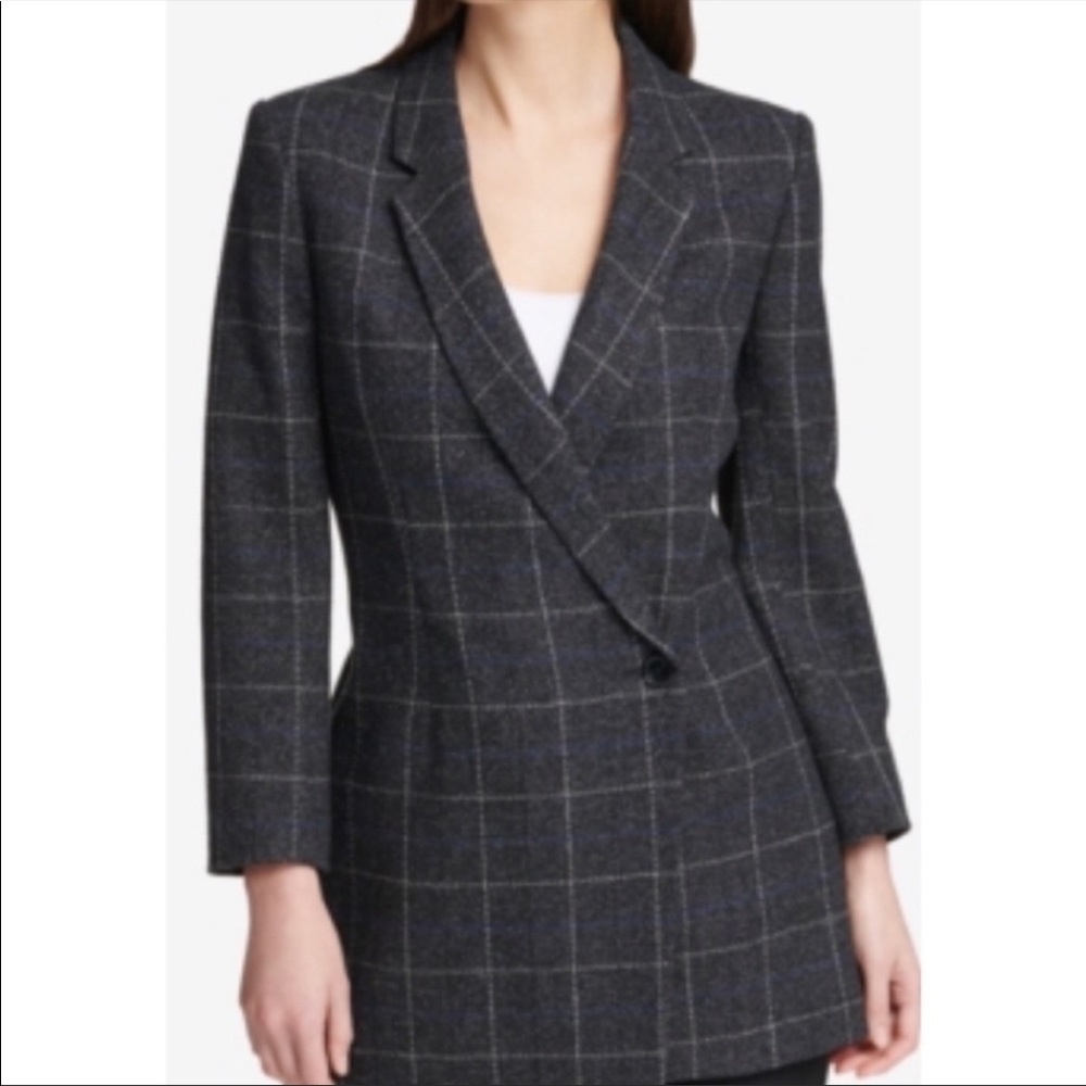 DKNY Double Breasted Long Blazer Black EUC
